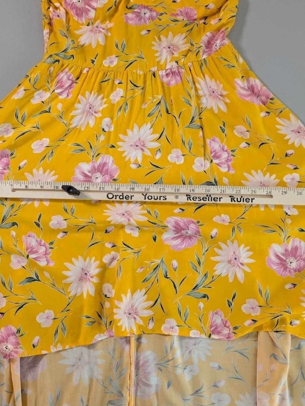 NWT As U Wish Yellow Floral High Low Dress Size L Smocked - Picture 5 of 12